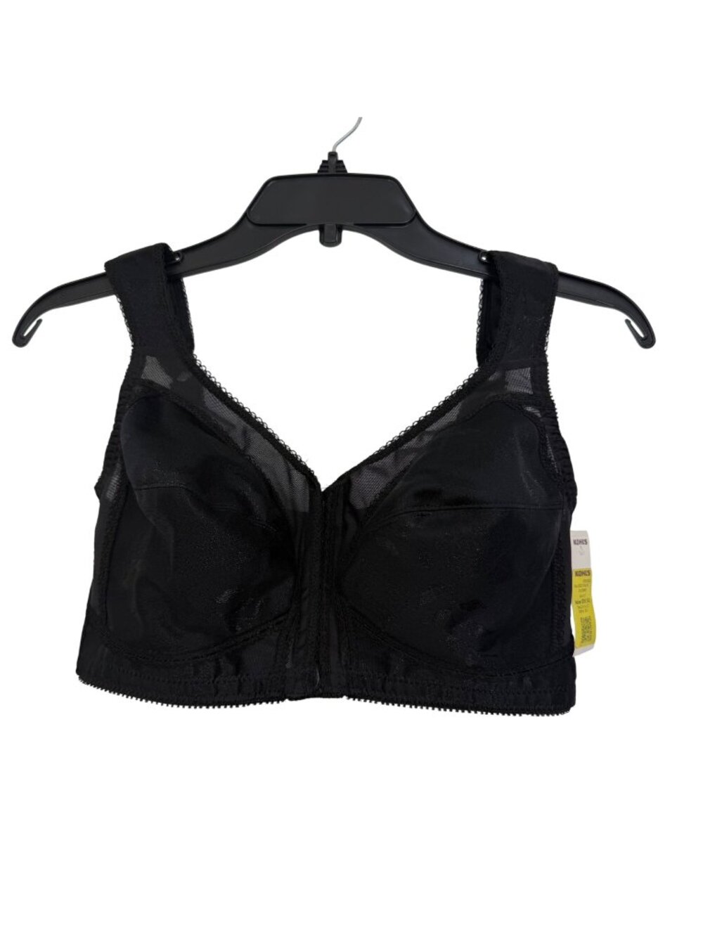 Playtex Women Black Front-Closure Wire-Free Bra 36D Full Coverage Front Closure